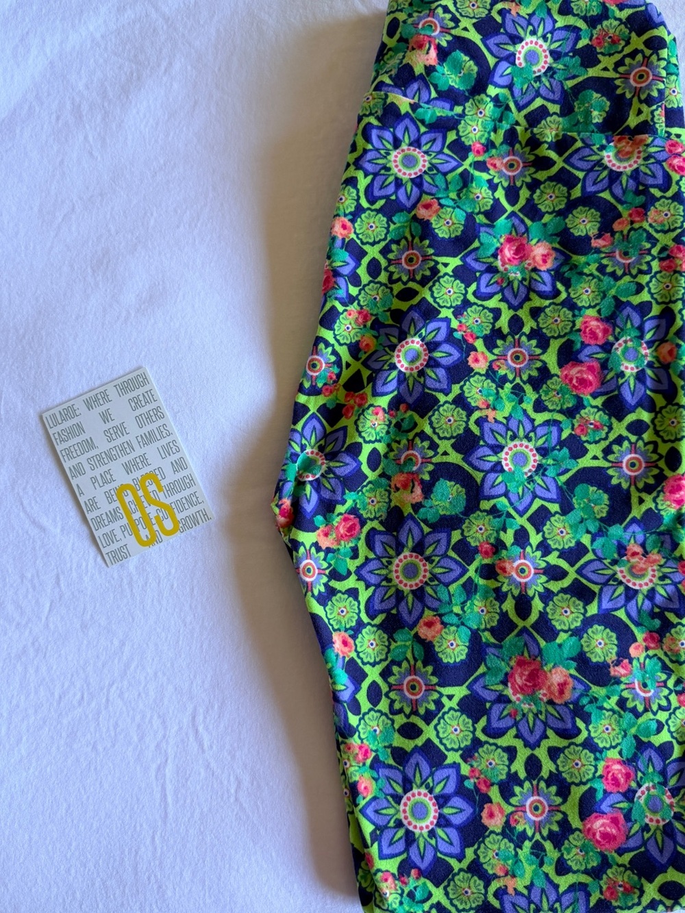 LuLaRoe Floral Geometric Leggings - Green, Blue & Pink
